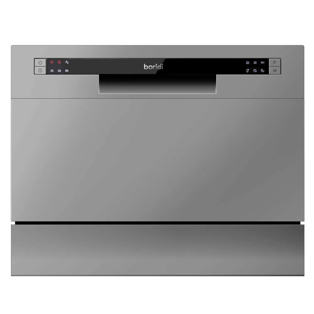 Baridi Compact Tabletop Dishwasher 6.5L, 6 Place Settings - Silver - B