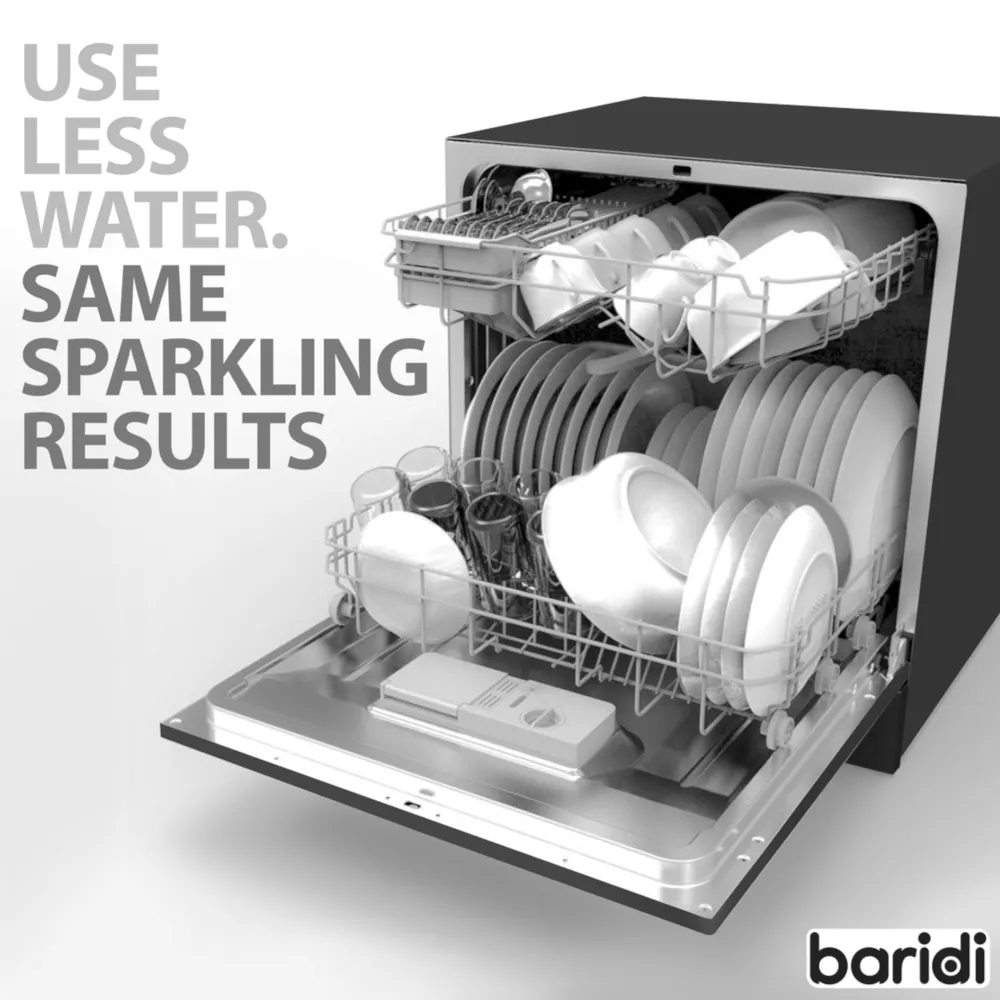 Baridi Compact Tabletop Dishwasher 8L, 8 Place Settings - Black - B