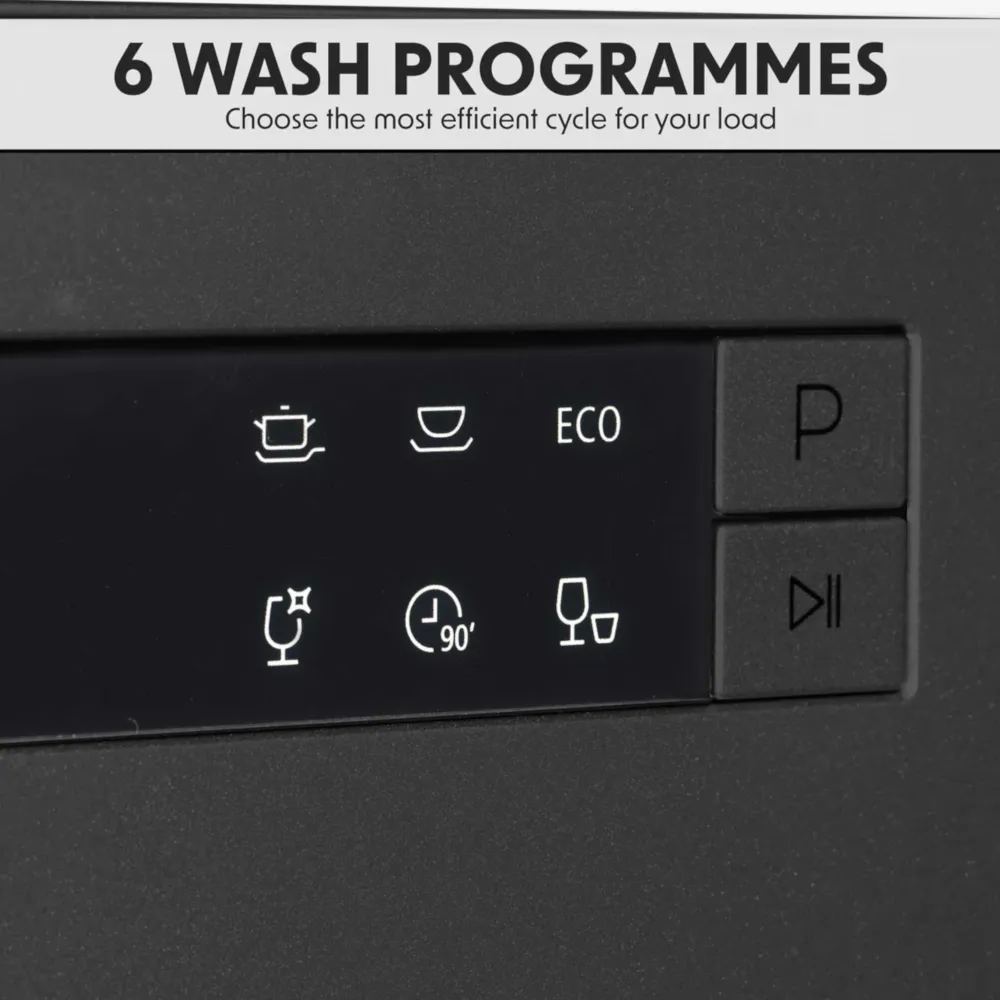 Baridi Compact Tabletop Dishwasher 8L, 8 Place Settings - Black - B