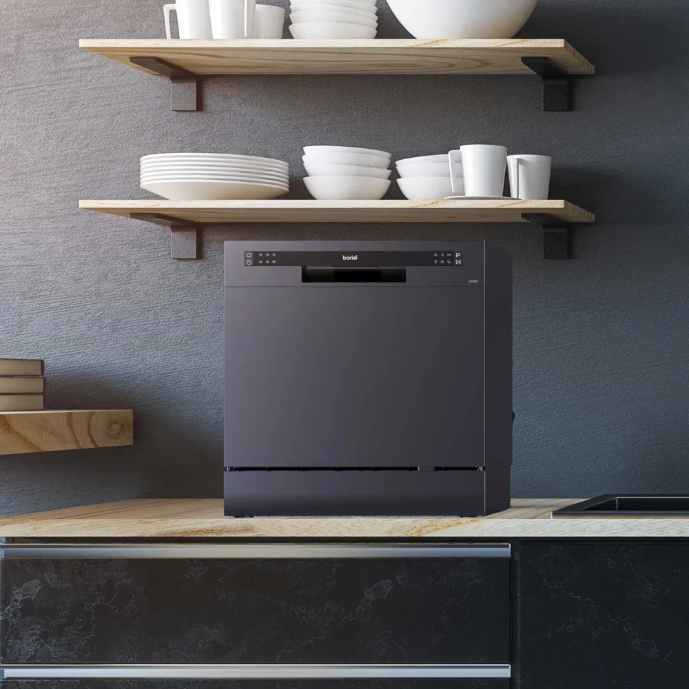 Baridi Compact Tabletop Dishwasher 8L, 8 Place Settings - Black - B