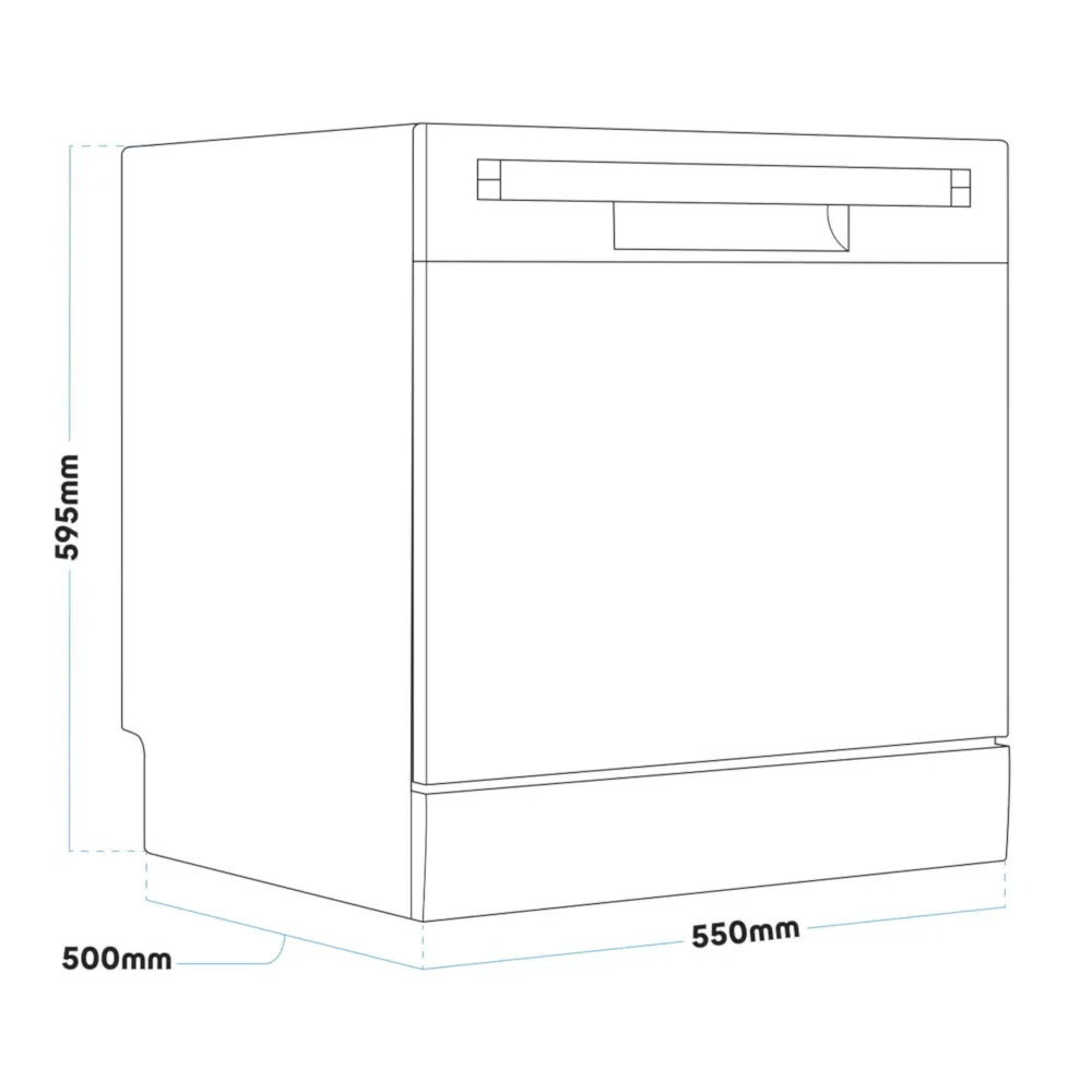 Baridi Compact Tabletop Dishwasher 8L, 8 Place Settings - Black - B
