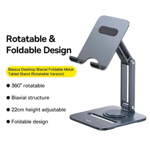 Baseus Desktop Biaxial Foldable Metal Tablet Stand - Rotatable Version, Deep Space Gray