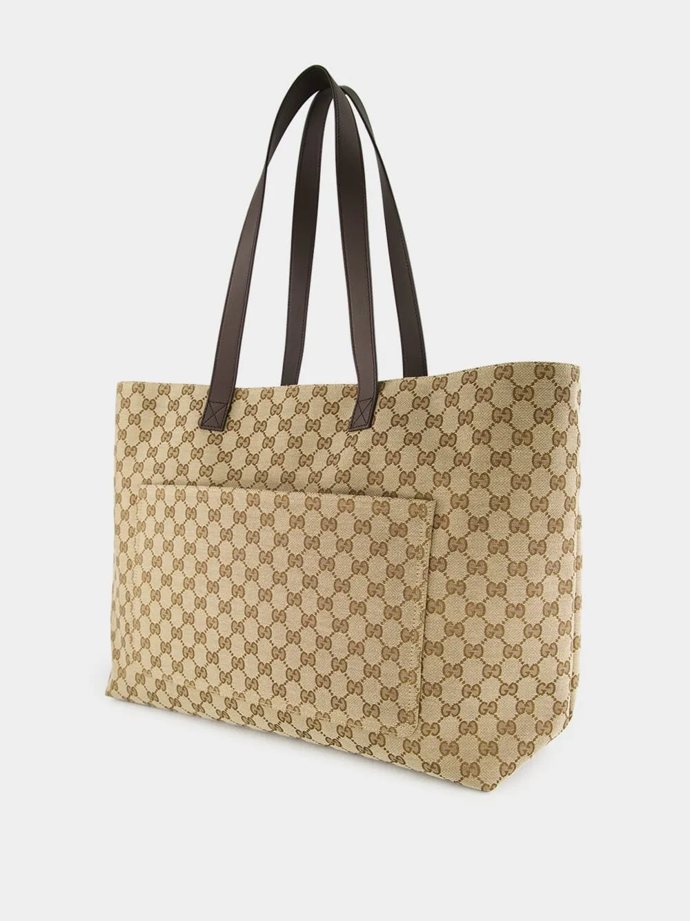 Beige and Dark Brown Large GG Tote Bag
