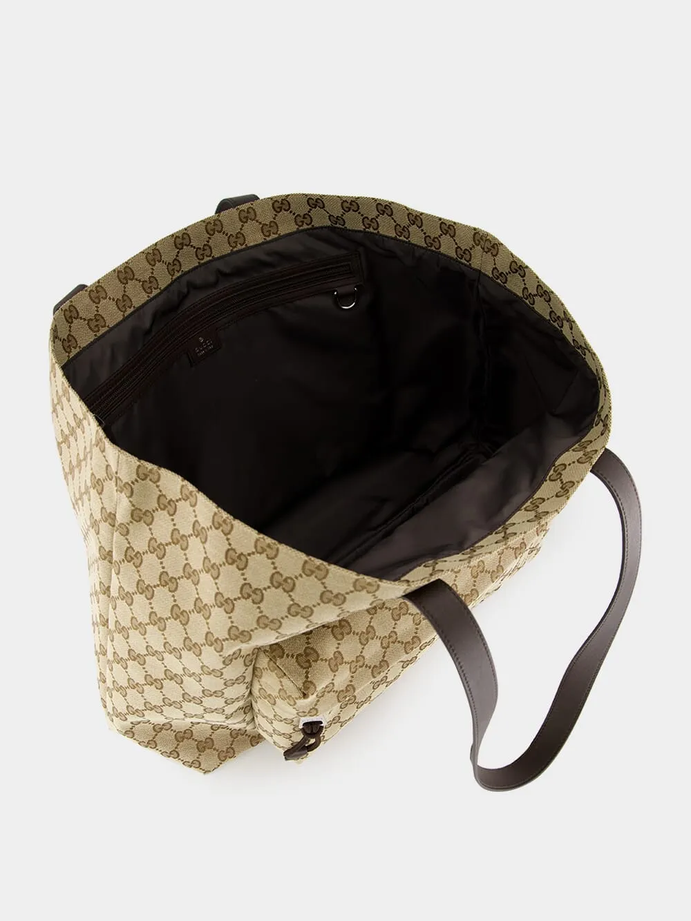 Beige and Dark Brown Large GG Tote Bag