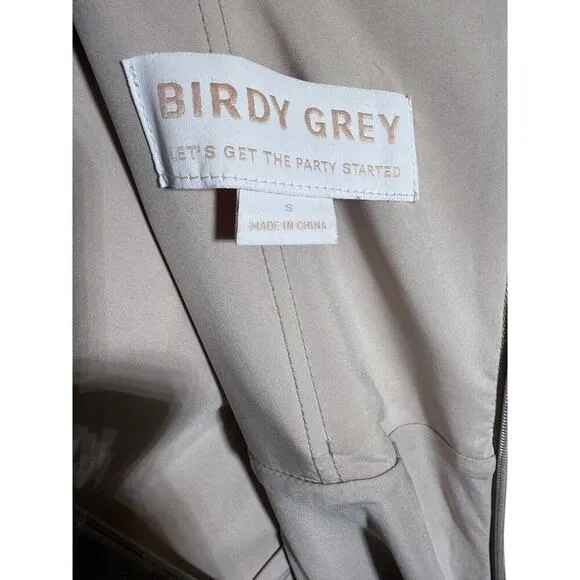 Birdy Grey Neutral Champagne Mia Convertible Dress Bridesmaid Maxi Size SMALL
