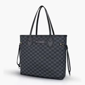 Black checkered neverfull tote bag (Zip Closure)