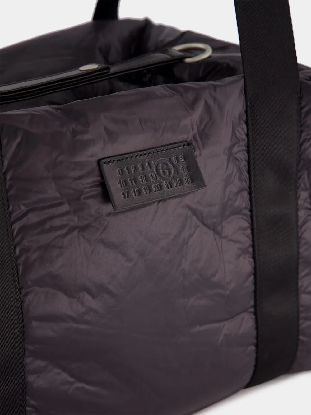 Black Crunched Nylon Weekend Bag
