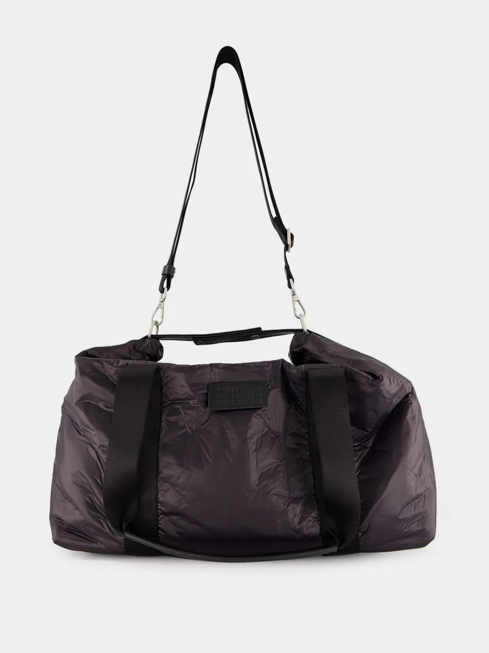 Black Crunched Nylon Weekend Bag