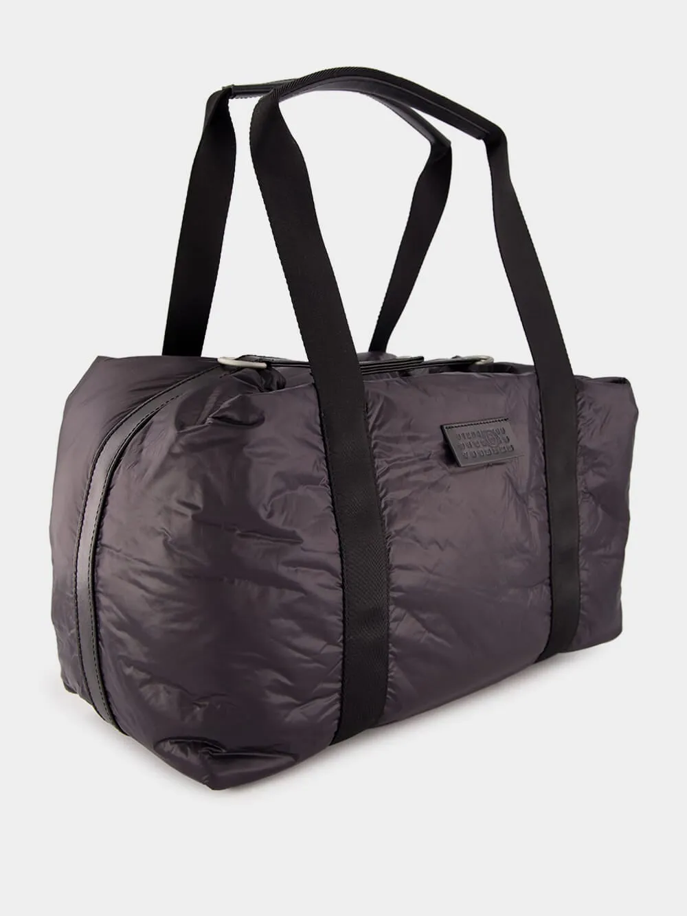 Black Crunched Nylon Weekend Bag