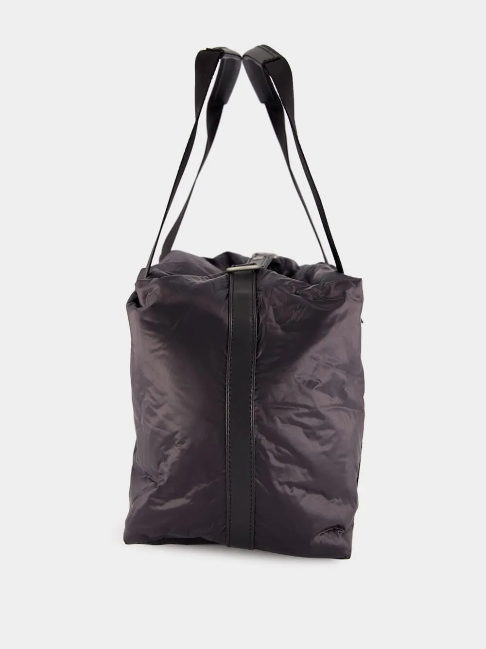 Black Crunched Nylon Weekend Bag