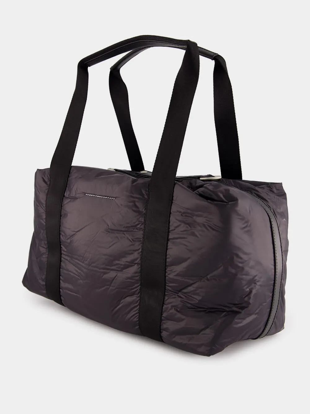 Black Crunched Nylon Weekend Bag