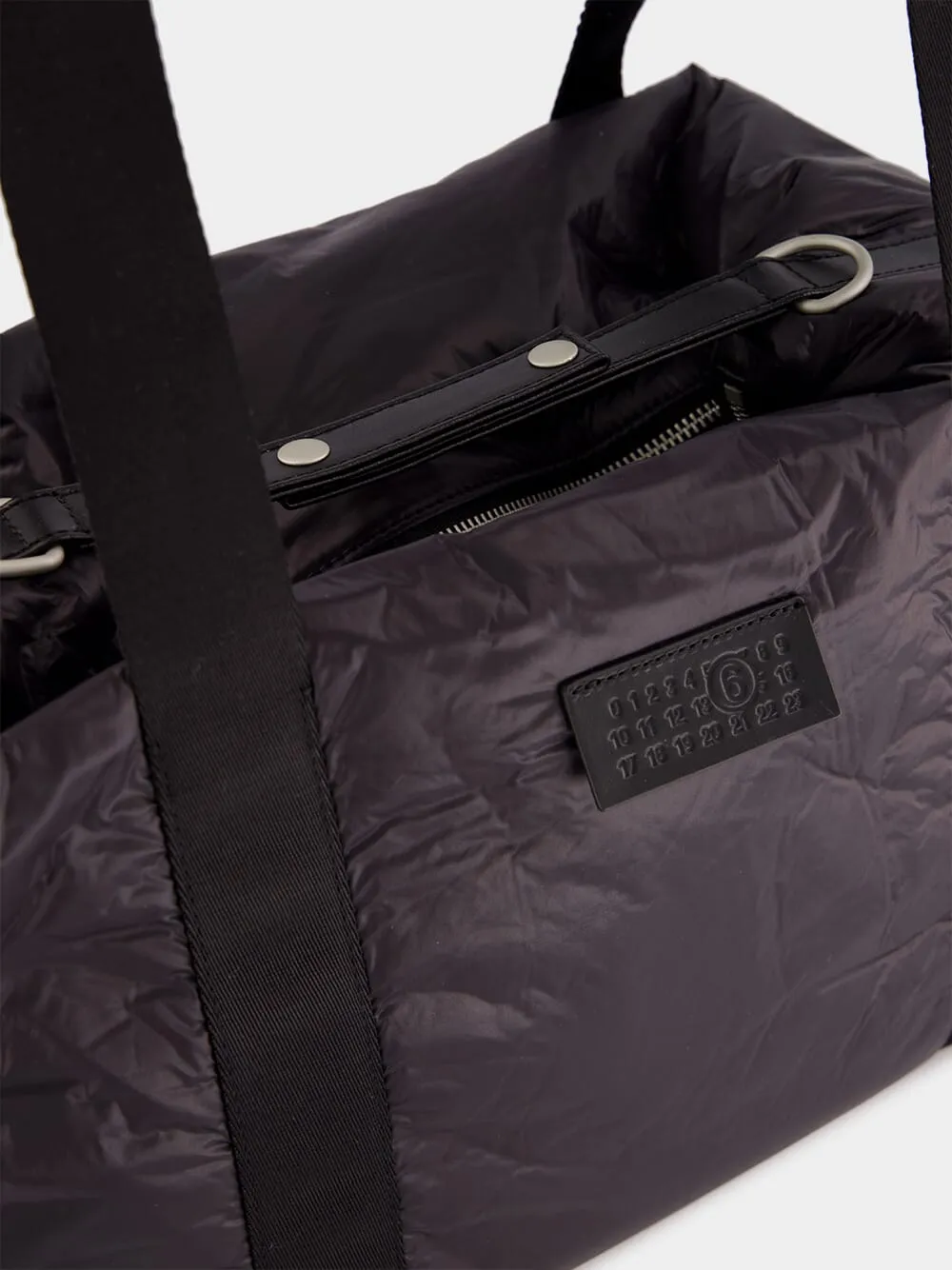 Black Crunched Nylon Weekend Bag