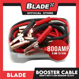 Blade Booster Cable 800AMP Heavy Duty 5.0M 12/24V with Plastic Case- Automotive Battery Booster Cable, Gauge