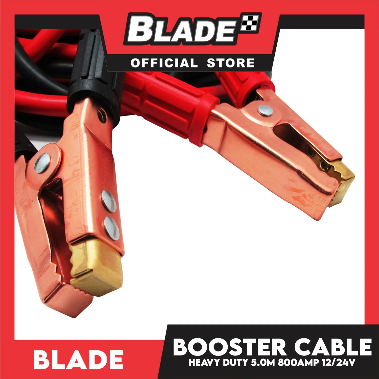 Blade Booster Cable 800AMP Heavy Duty 5.0M 12/24V with Plastic Case- Automotive Battery Booster Cable, Gauge