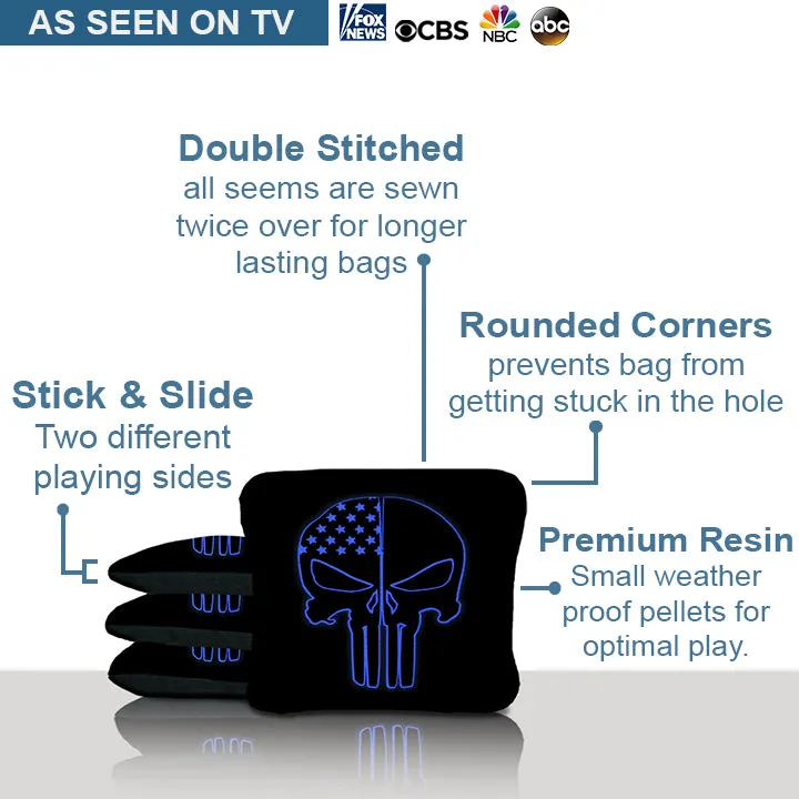 Blue Skull Cornhole Bags