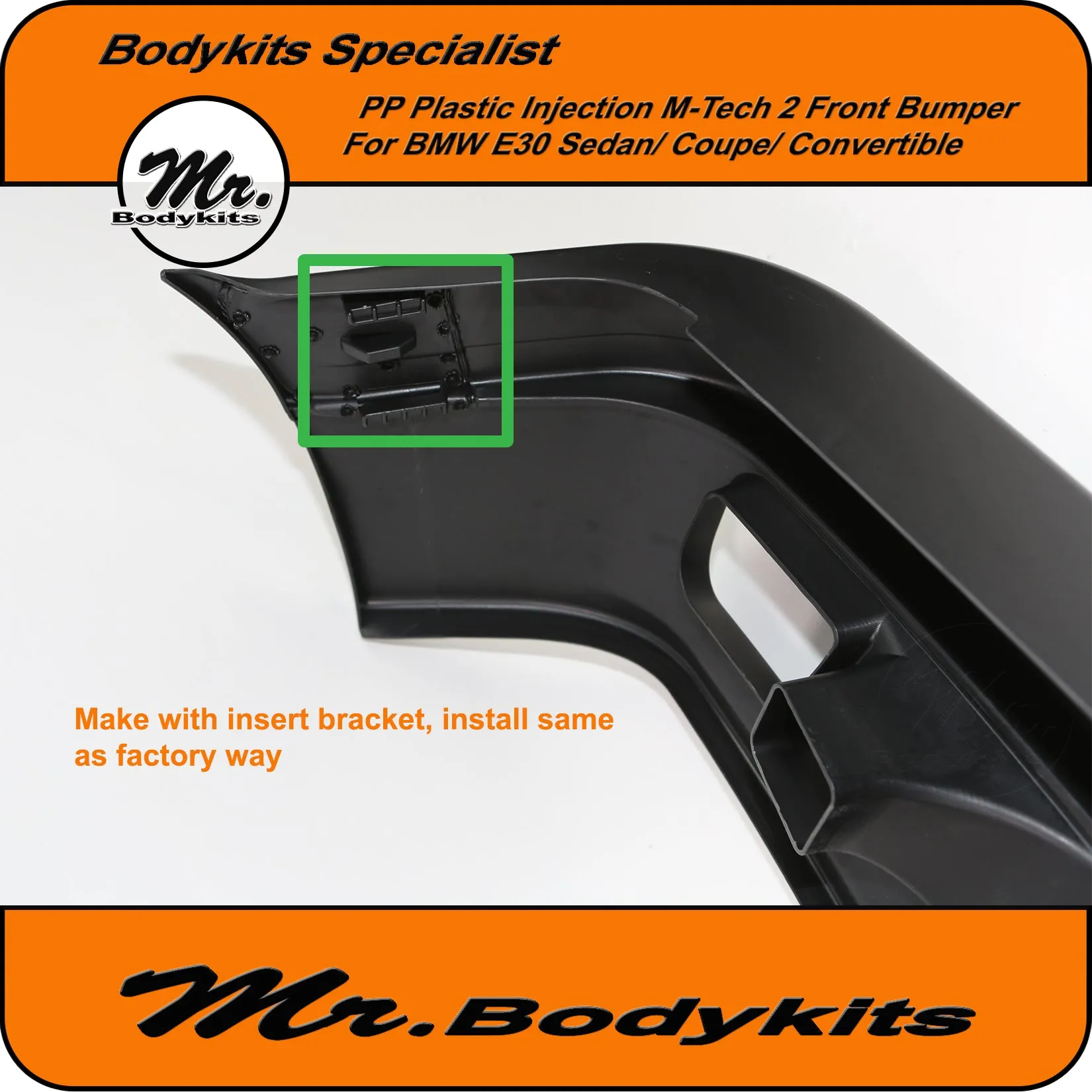 BMW E30 M-Tech 2 Style Complete Front Bumper For Sedan / Coupe / Convertible by Mr Bodykits