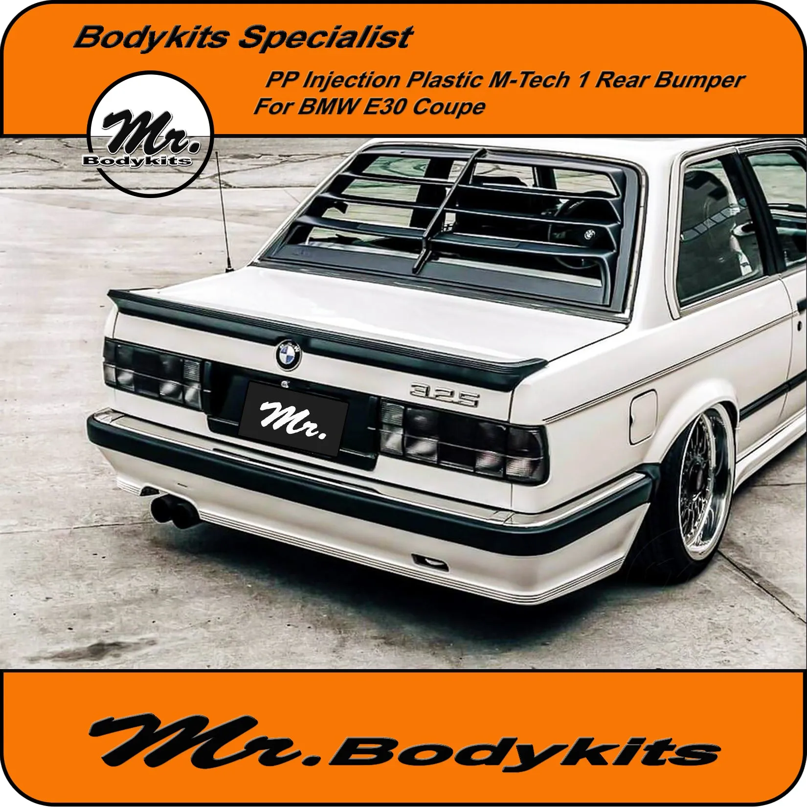 BMW E30 Plastic M-Tech 1 Style Rear Bumper Spoiler For Sedan / Coupe / Convertible By Mr Bodykits