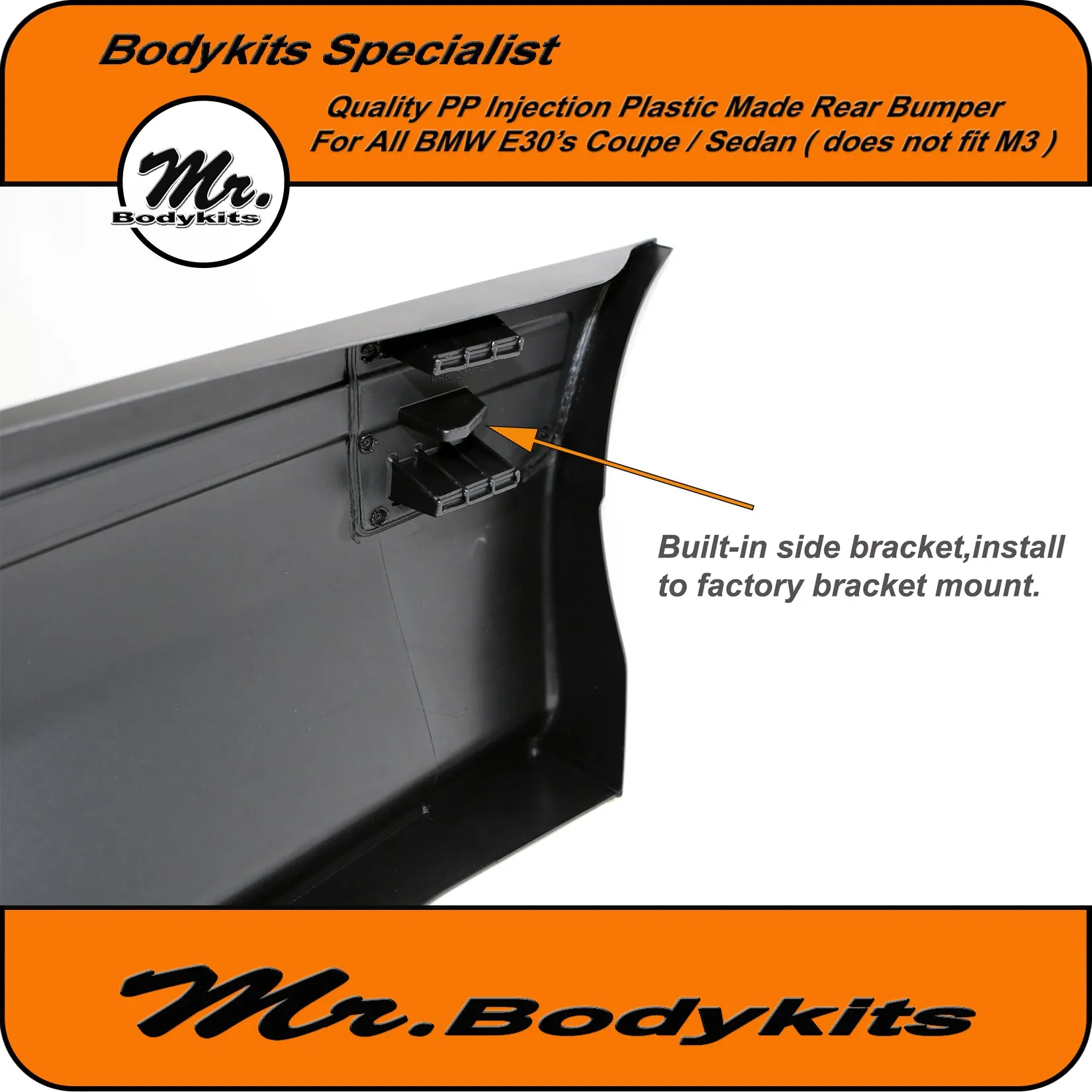 BMW E30 Plastic M3 Style Rear Bumper Spoiler For 3 Series Sedan Coupe Convertible by Mr Bodykits