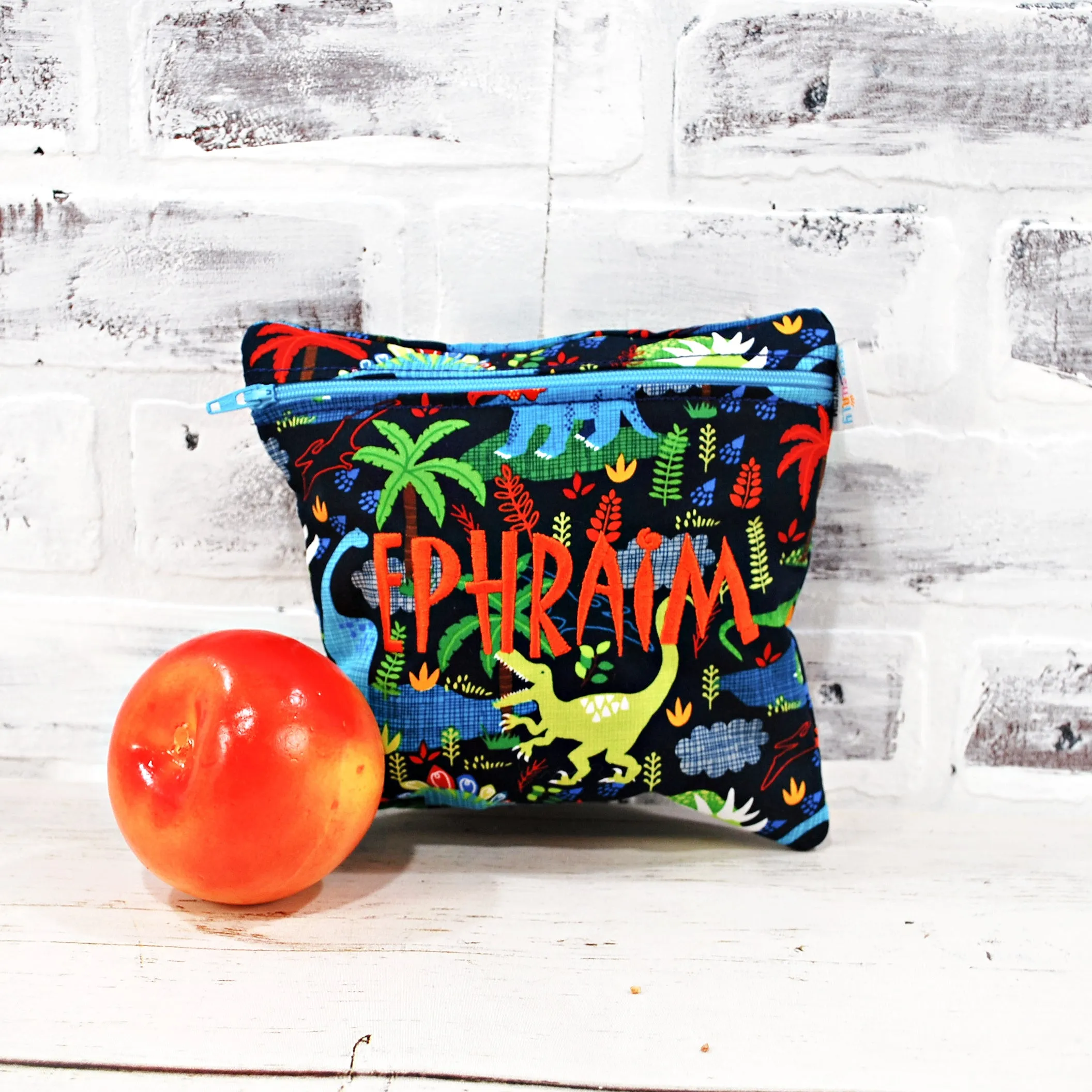Bright Dinosaurs Personalized Reusable Food Bag
