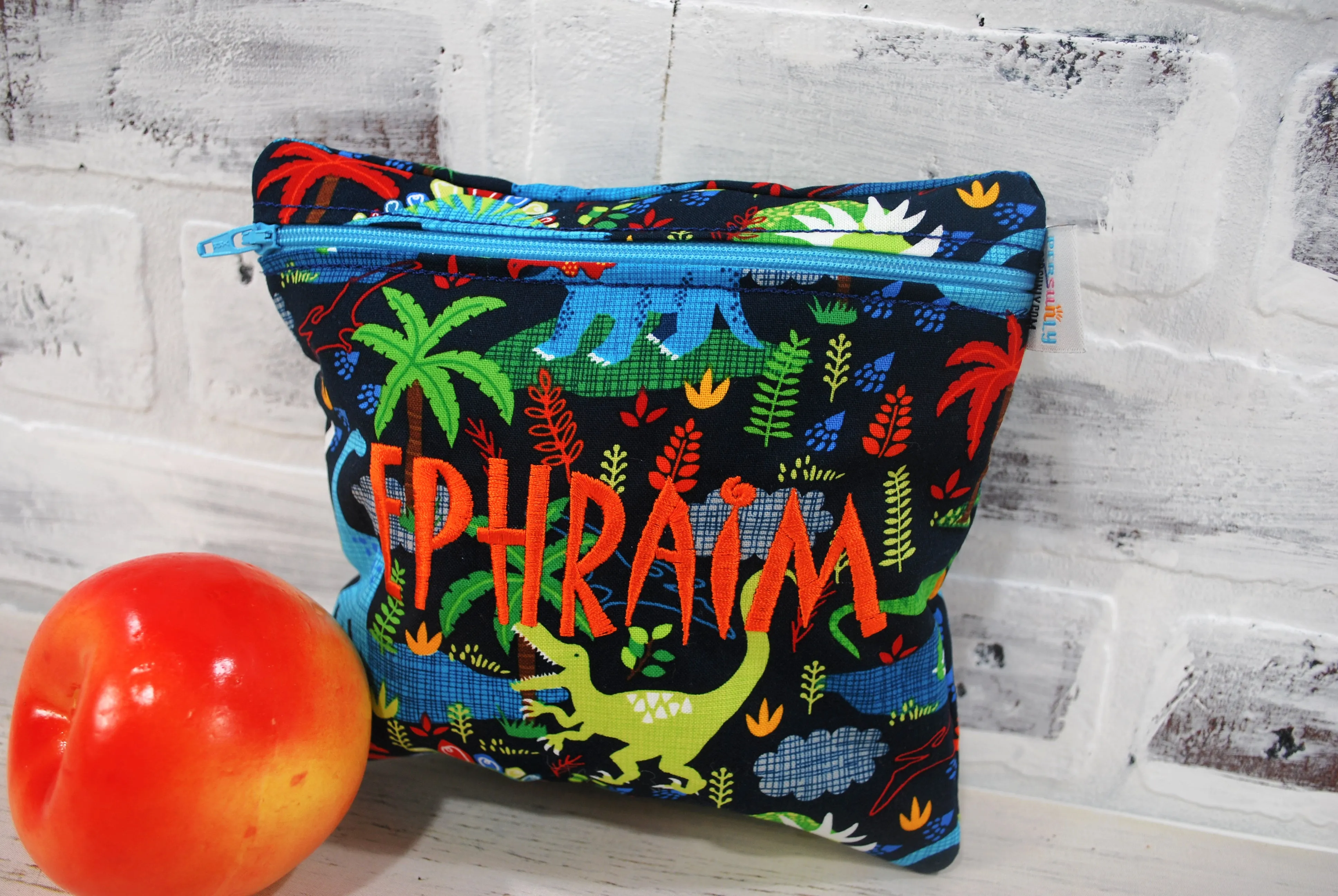Bright Dinosaurs Personalized Reusable Food Bag