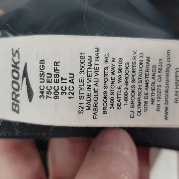 Brooks Convertible Sports Bra Gray High Support Crossback Added Support 34C