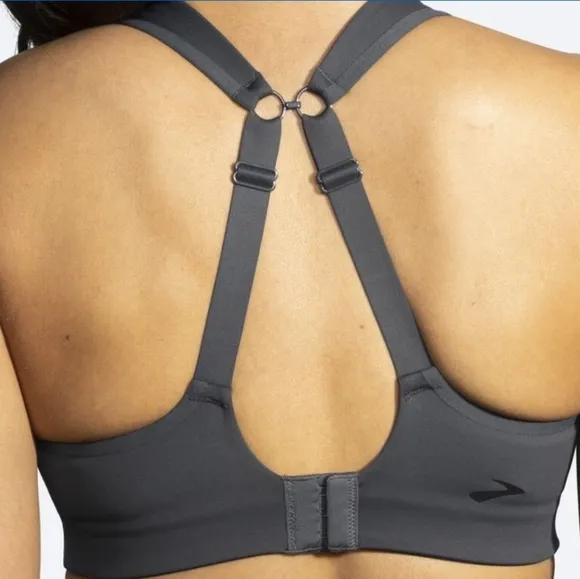 Brooks Convertible Sports Bra Gray High Support Crossback Added Support 34C