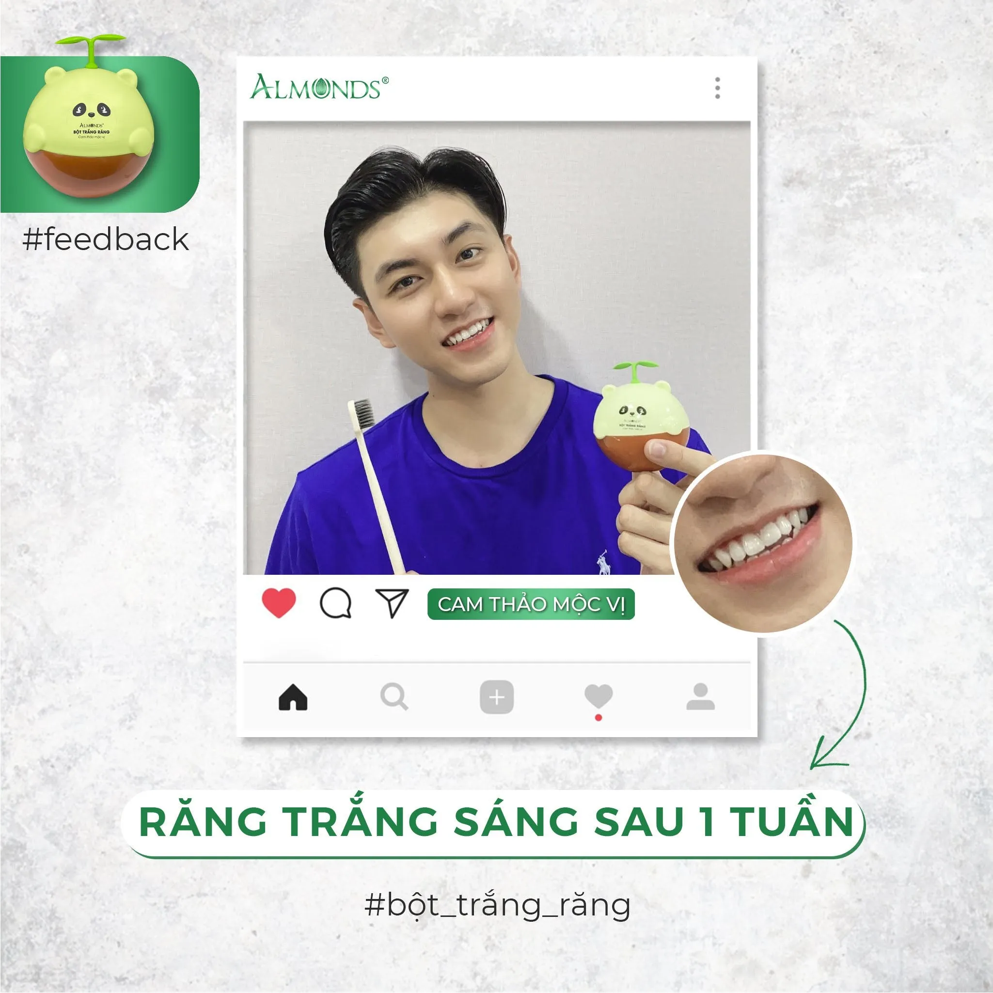 Bột Trắng Răng Almonds vị Cam Thảo 50g