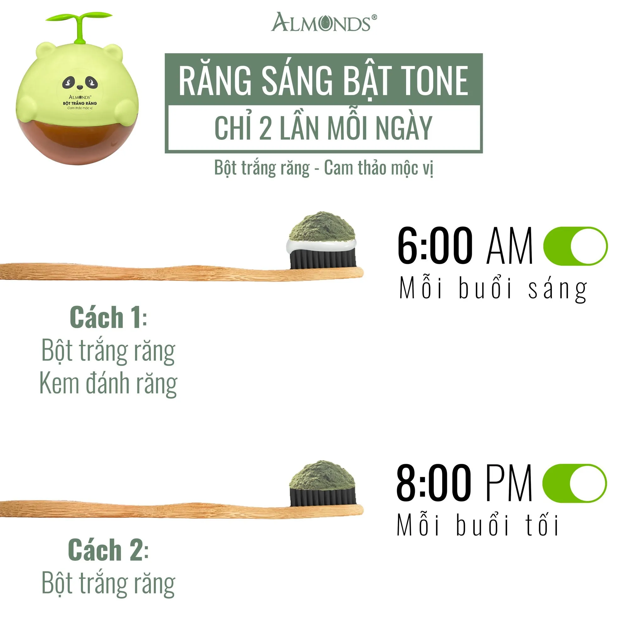 Bột Trắng Răng Almonds vị Cam Thảo 50g