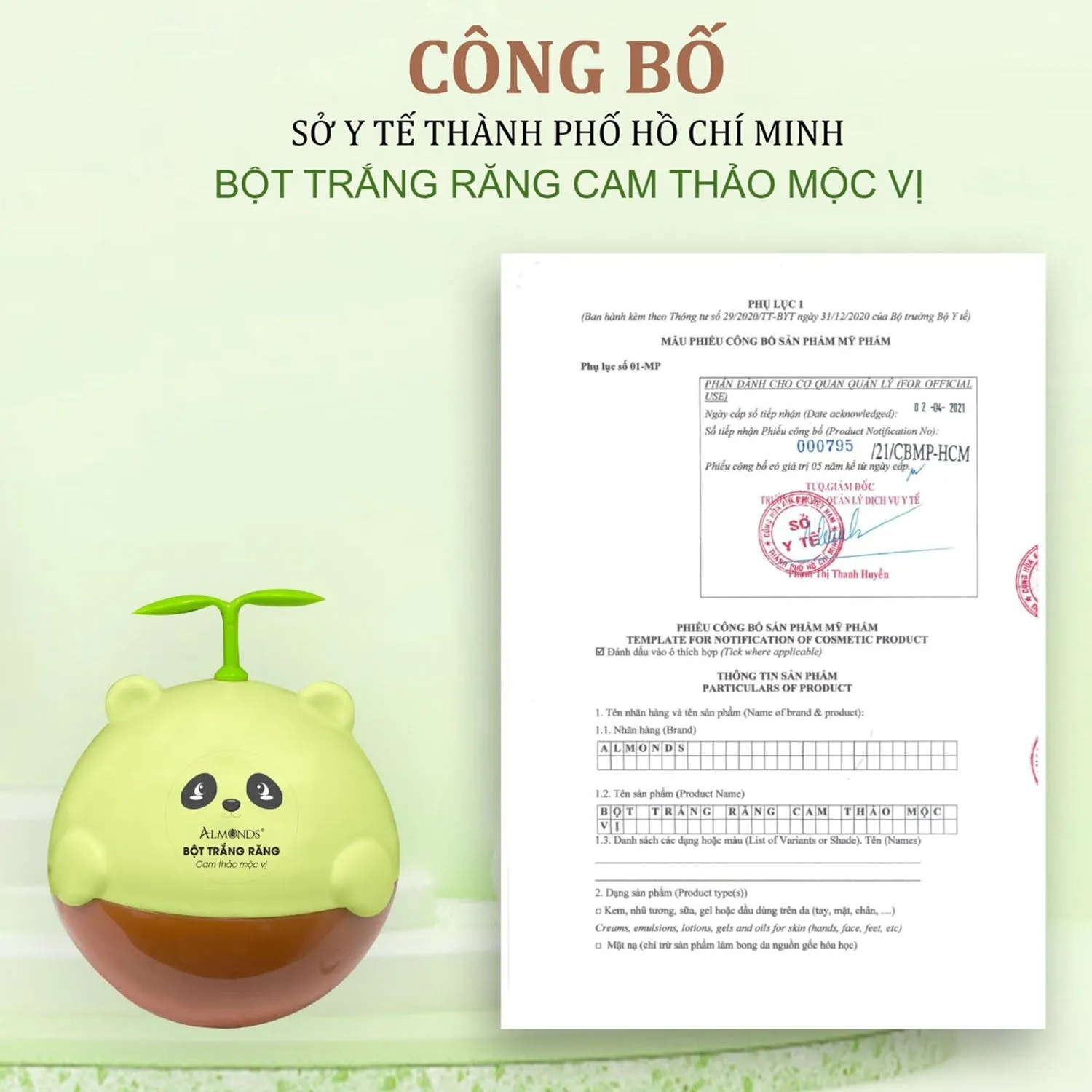 Bột Trắng Răng Almonds vị Cam Thảo 50g