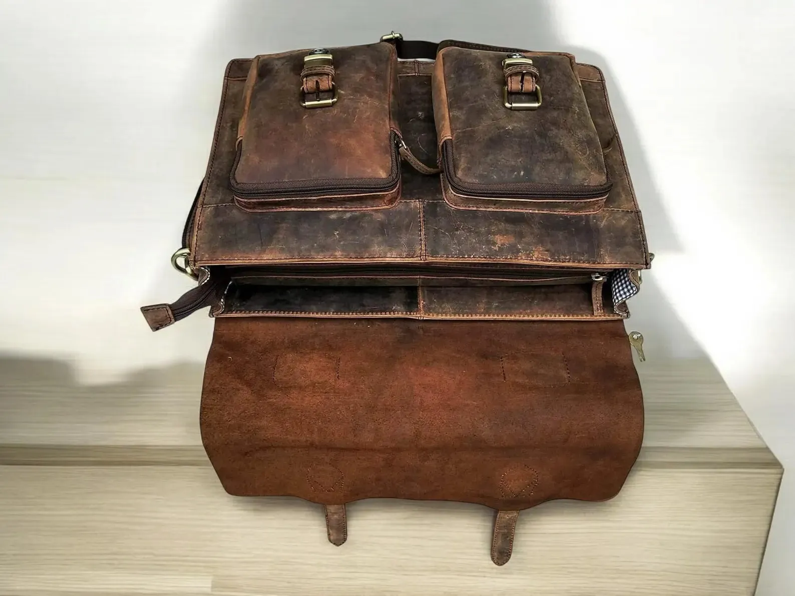 Buffalo Leather Messenger Laptop Bag