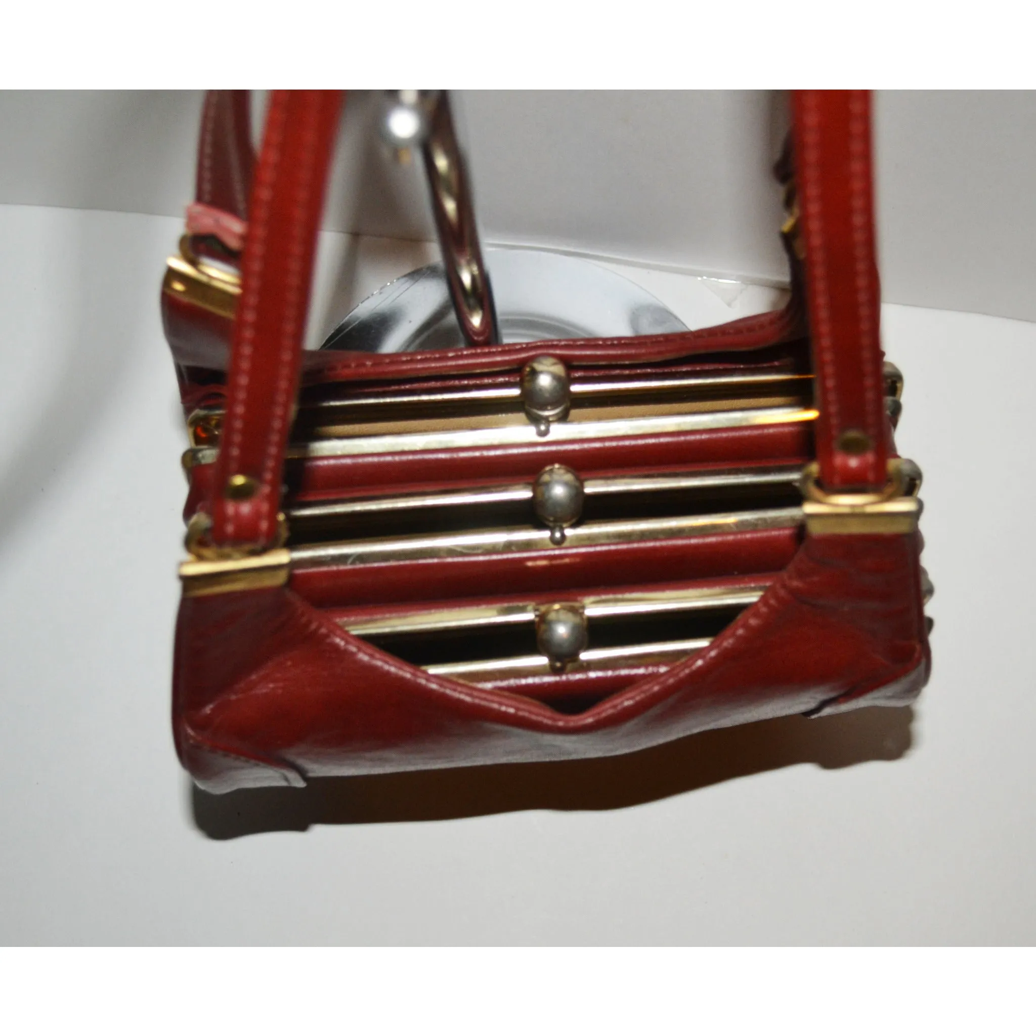 Burgundy Leatherette Shoulder Purse