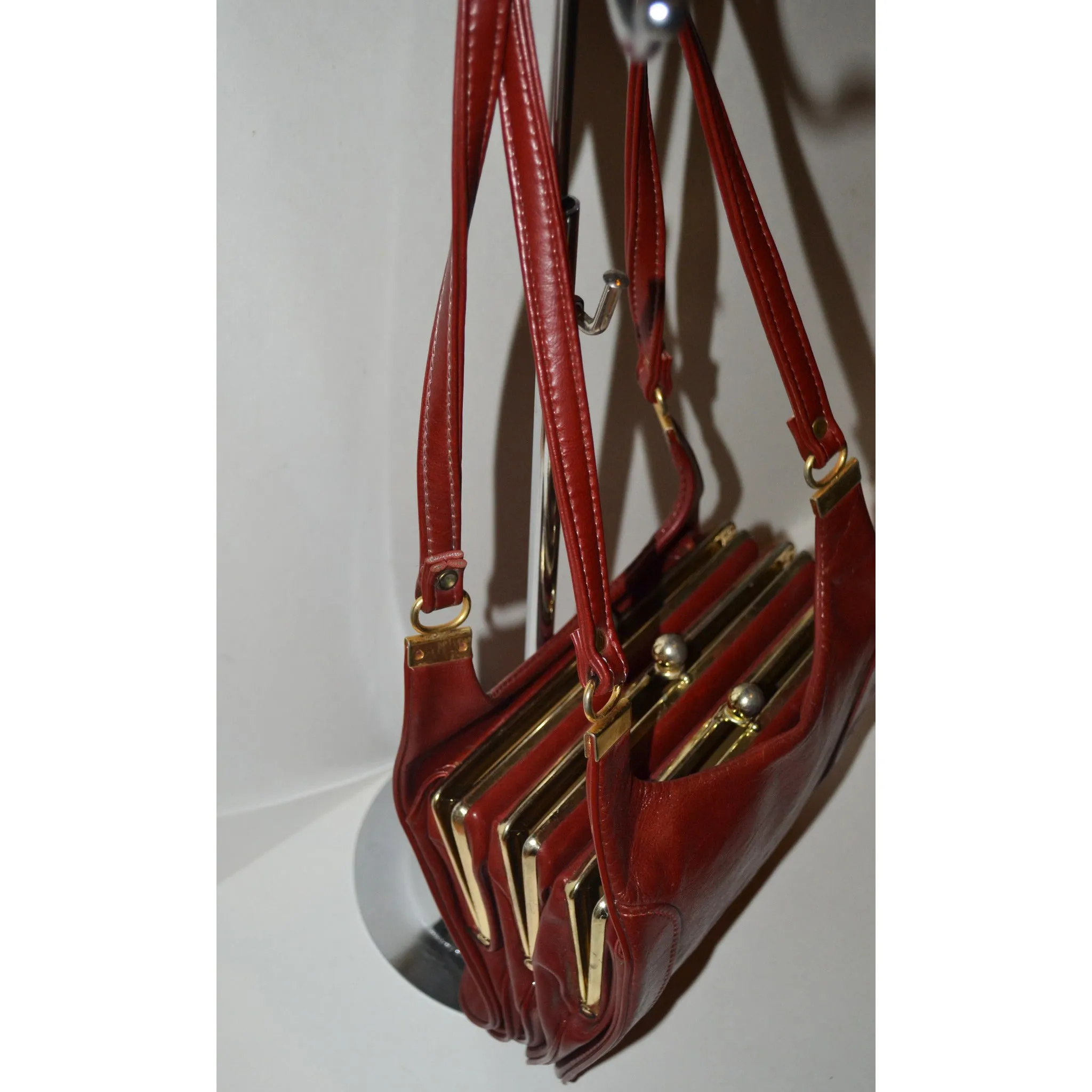 Burgundy Leatherette Shoulder Purse