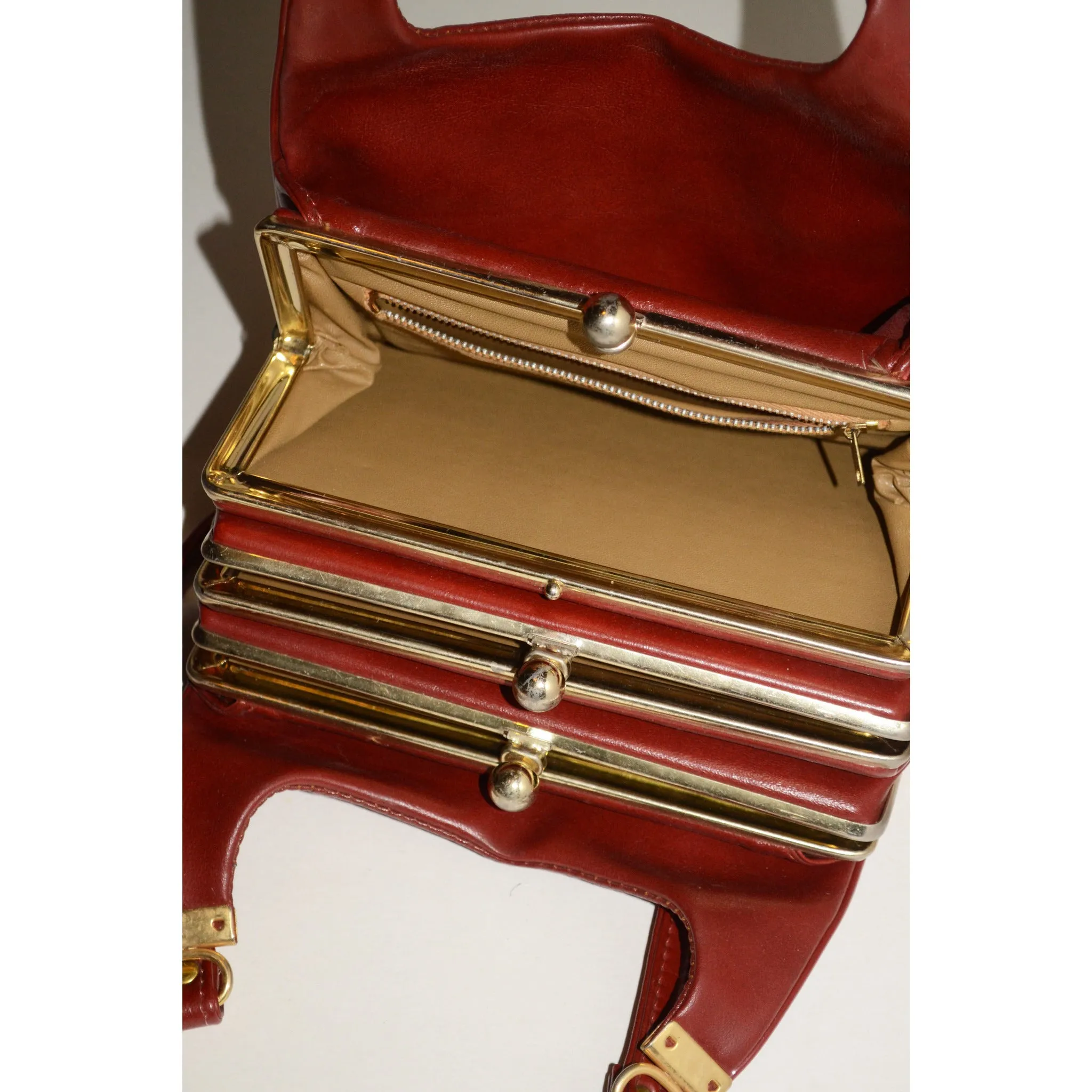 Burgundy Leatherette Shoulder Purse