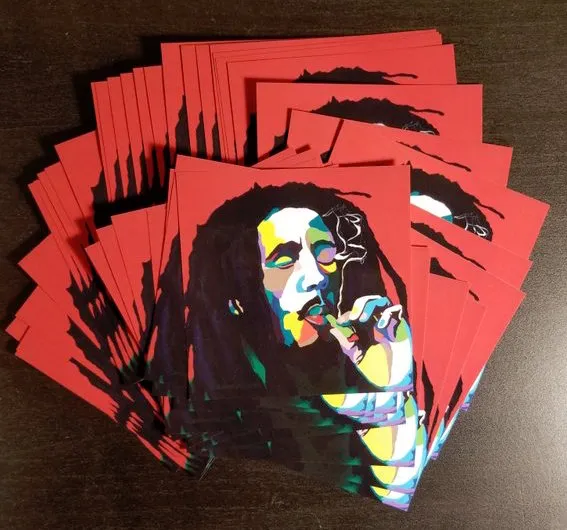 Burnin Bob -  Bob Marley portrait art - Custom Art Stickers for Laptops & Wall Decor - Vakseen Art