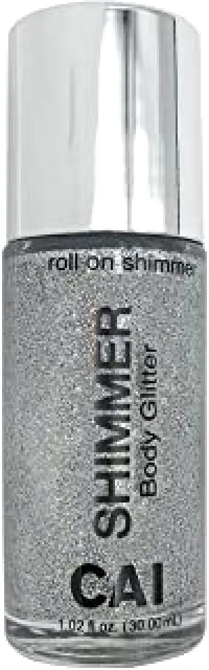 CAI Beauty NYC Silver Glitter | Easy to Apply, Easy to Remove | Roll On Shimmer for Body, Face and Hair| Holographic Cosmetic Grade Glamour
