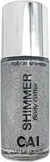 CAI Beauty NYC Silver Glitter | Easy to Apply, Easy to Remove | Roll On Shimmer for Body, Face and Hair| Holographic Cosmetic Grade Glamour