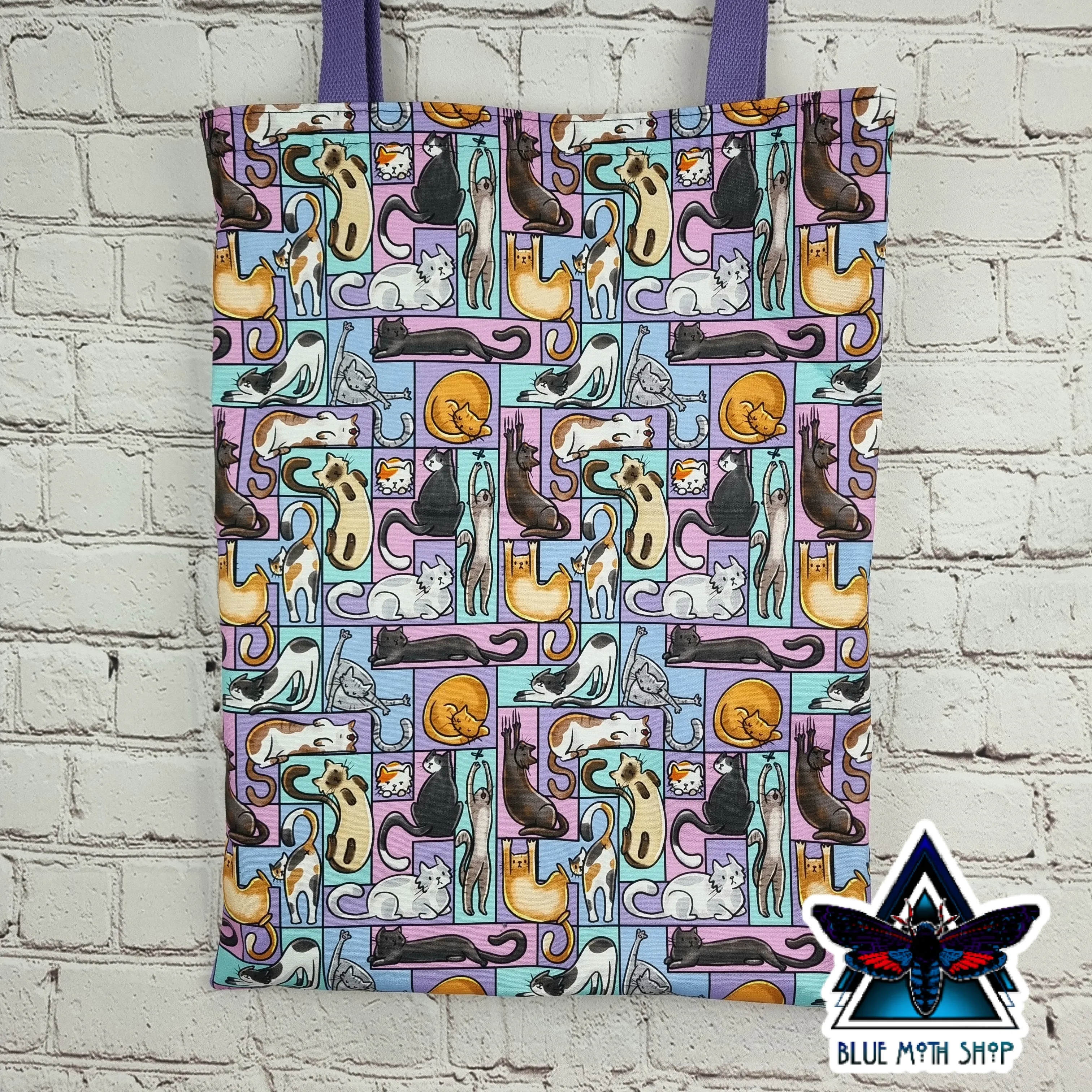 Cat Tetris 100% Cotton Canvas Tote Bag