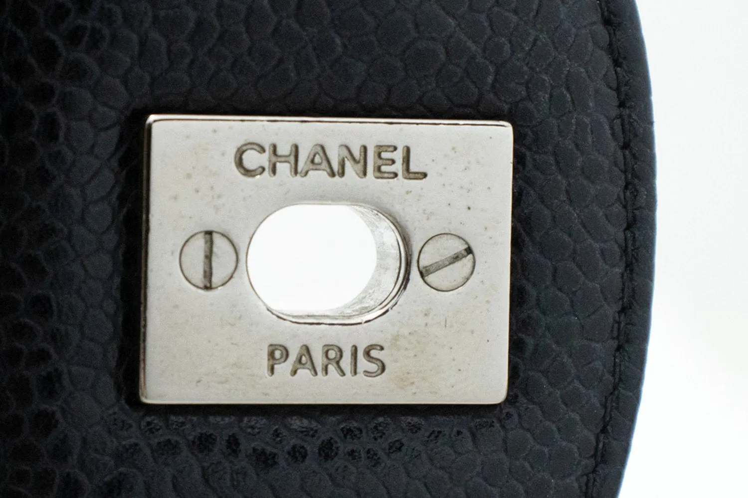 CHANEL Grained Calfskin Large Chain Shoulder Bag W Flap SV Classic L06