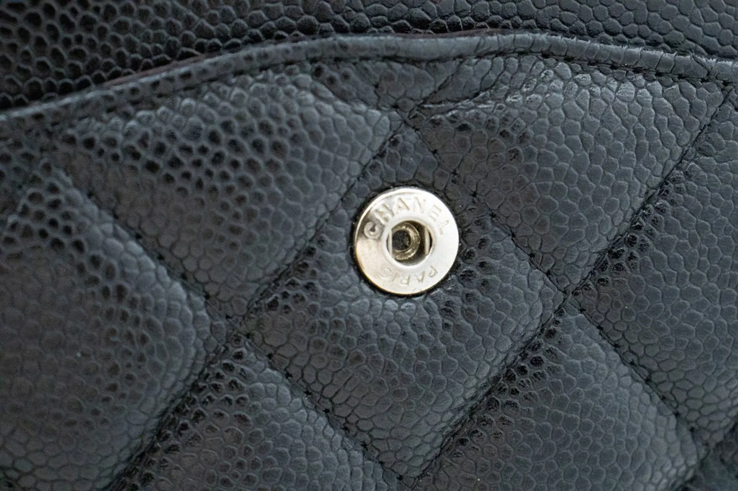 CHANEL Grained Calfskin Large Chain Shoulder Bag W Flap SV Classic L06