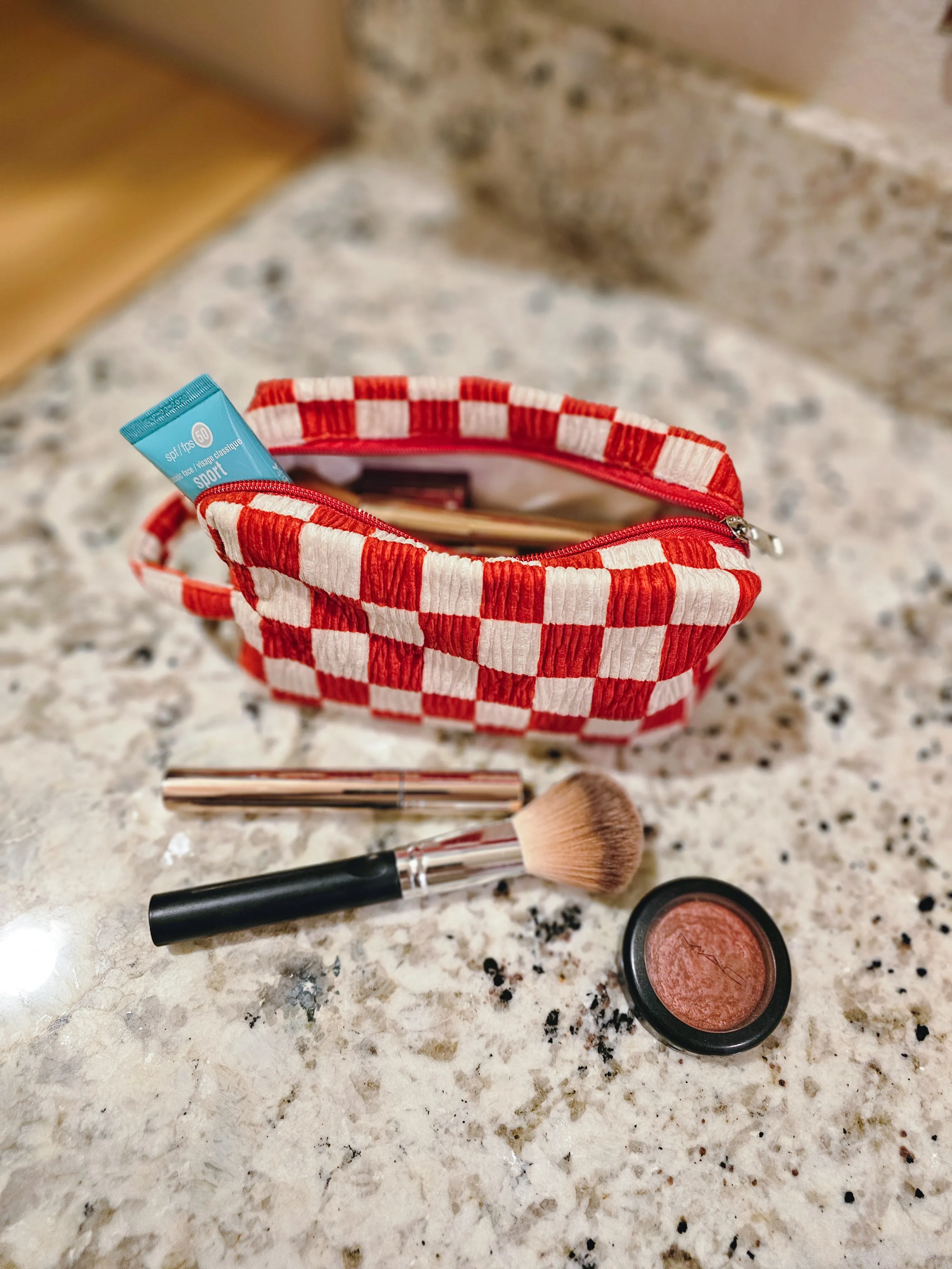 Checkered Cosmetic Bag