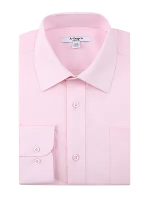 Classic Regular Fit Cotton Convertible Cuff Dress Shirt Pink R-S100