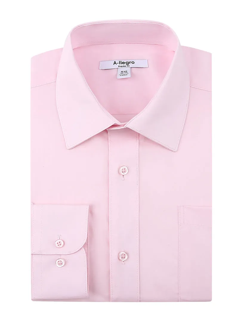 Classic Regular Fit Cotton Convertible Cuff Dress Shirt Pink R-S100