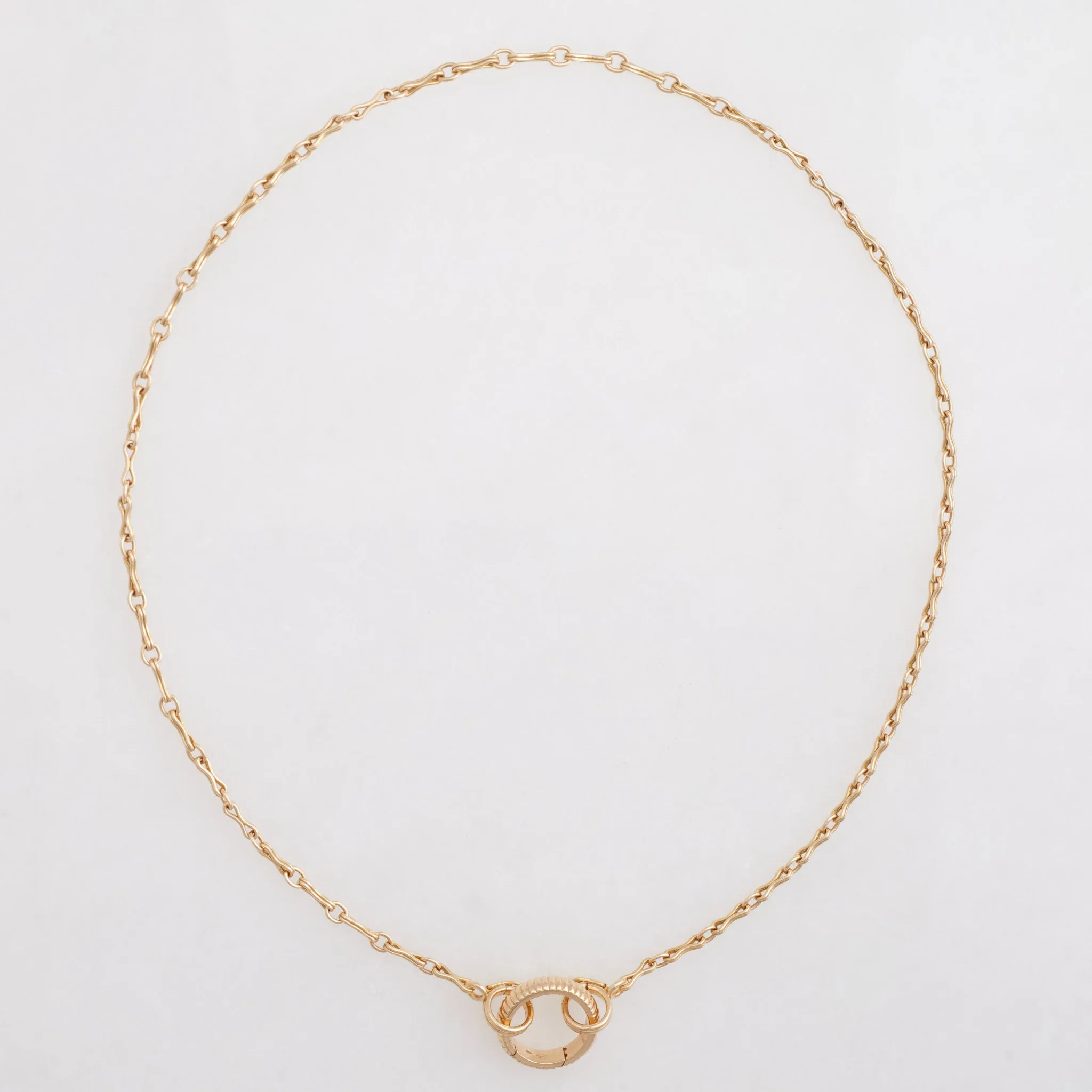 Convertible Column Chain Necklace 18K Yellow Gold, Small Link, 18" Barre Key Ring