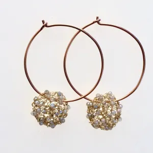 Convertible Hoops with Labradorite Rounds