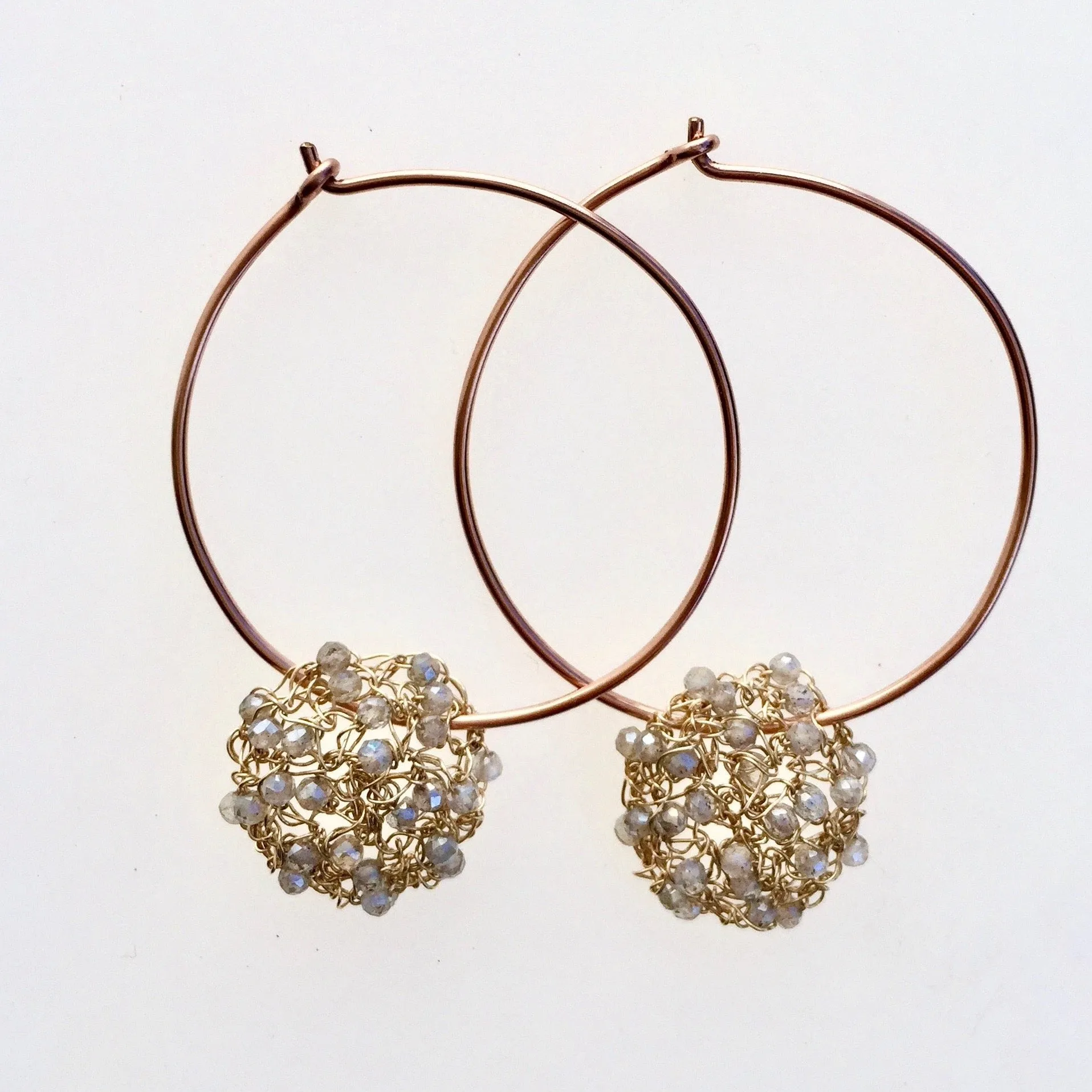 Convertible Hoops with Labradorite Rounds