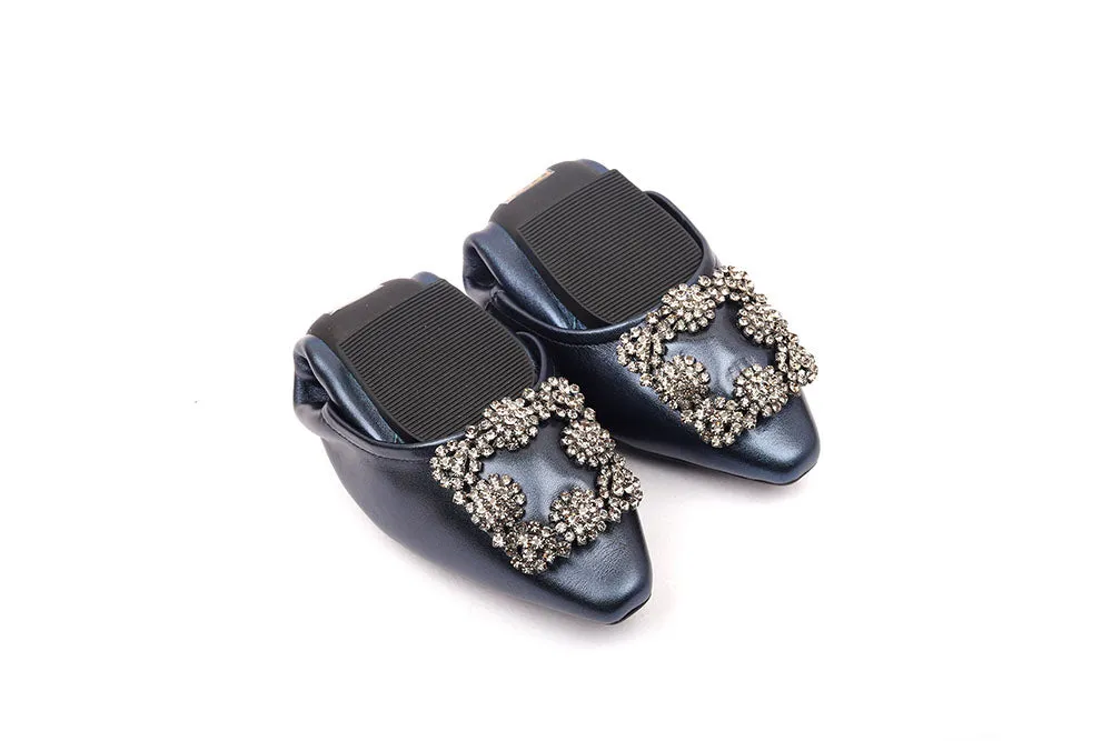 Crystal Buckle Foldable Flats