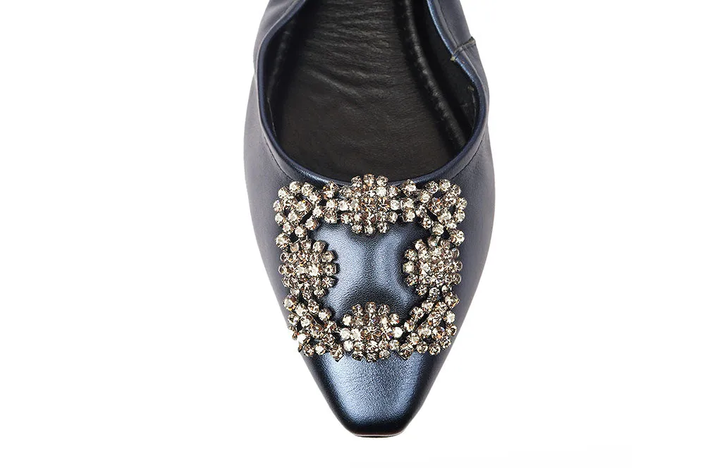 Crystal Buckle Foldable Flats