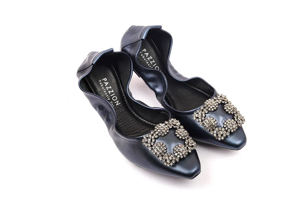 Crystal Buckle Foldable Flats