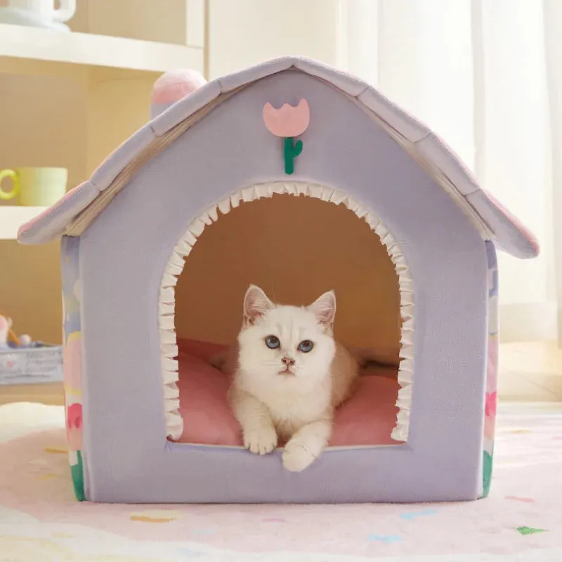 Cuddly Critter Cave 🐾✨ Foldable Pet Haven for Tiny Tails 🐶🐱