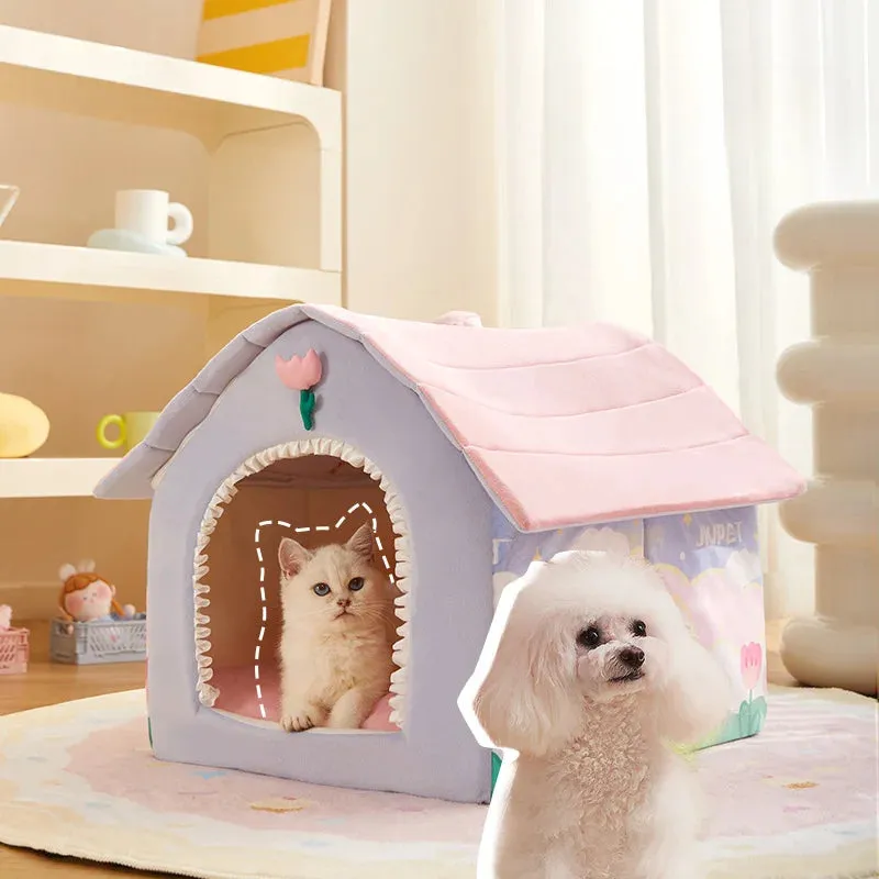 Cuddly Critter Cave 🐾✨ Foldable Pet Haven for Tiny Tails 🐶🐱